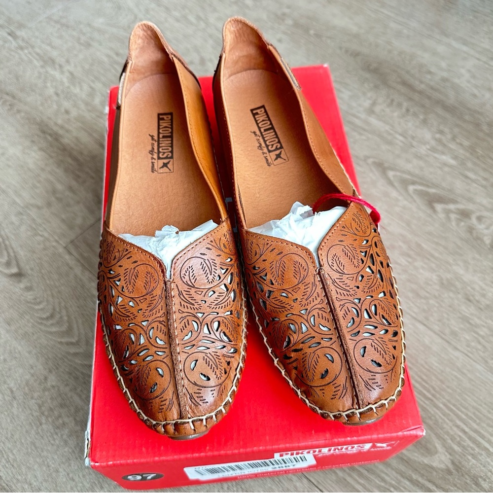 NIB Pikolinos Jerez Brandy Leather Shoes size EU 38/US 7.5-8